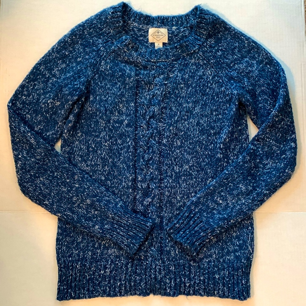 St. John's Bay Women's Multi-Colored Blue Cable-Knit Long-Sleeve Sweater Size M